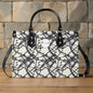 Ink Floral Luxury Women's Leather Handbag (3 sizes) - DeRose Seasonal