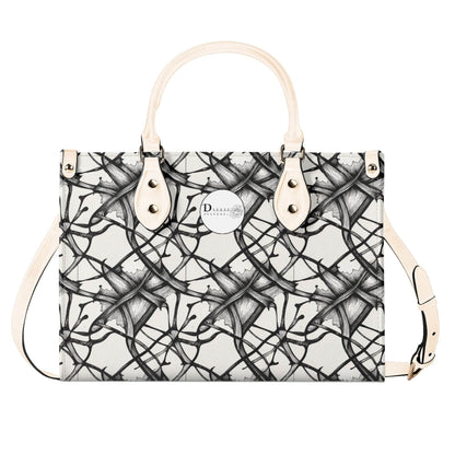 Ink Floral Luxury Women's Leather Handbag (3 sizes) - DeRose Seasonal