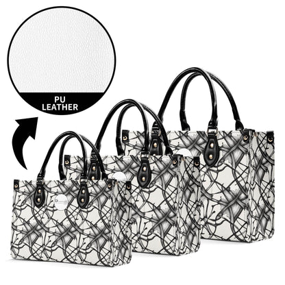 Ink Floral Luxury Women's Leather Handbag (3 sizes) - DeRose Seasonal