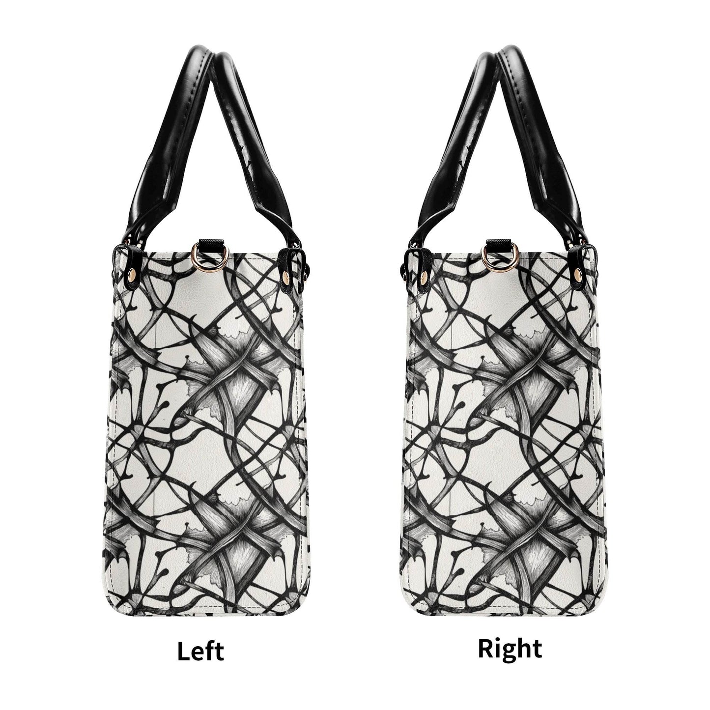 Ink Floral Luxury Women's Leather Handbag (3 sizes) - DeRose Seasonal