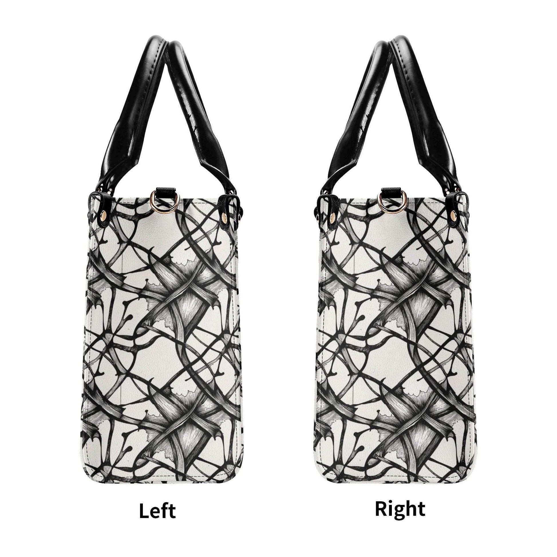 Ink Floral Luxury Women's Leather Handbag (3 sizes) - DeRose Seasonal