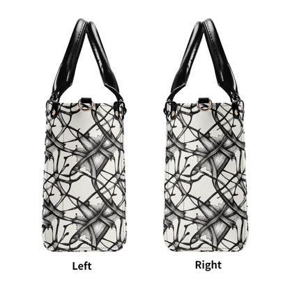 Ink Floral Luxury Women's Leather Handbag (3 sizes) - DeRose Seasonal