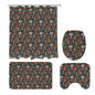 Forest Shrooms Bathroom Four-Piece Set(Shower Curtain + Toilet Cover Mat + Toilet Foot Mat + Floor Mat)| Polyester - DeRose Seasonal