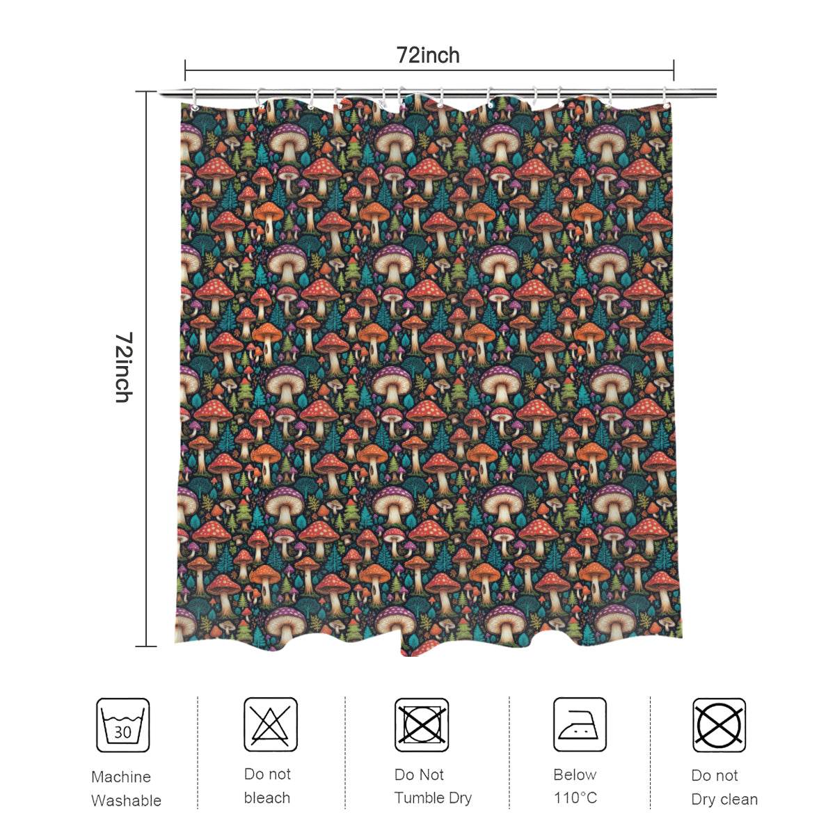 Forest Shrooms Bathroom Four-Piece Set(Shower Curtain + Toilet Cover Mat + Toilet Foot Mat + Floor Mat)| Polyester - DeRose Seasonal