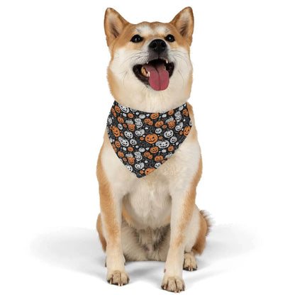 Jack-O-Lanterns Animal Scarf Pet Adjustable Bandanas for Dogs Cats - DeRose Seasonal