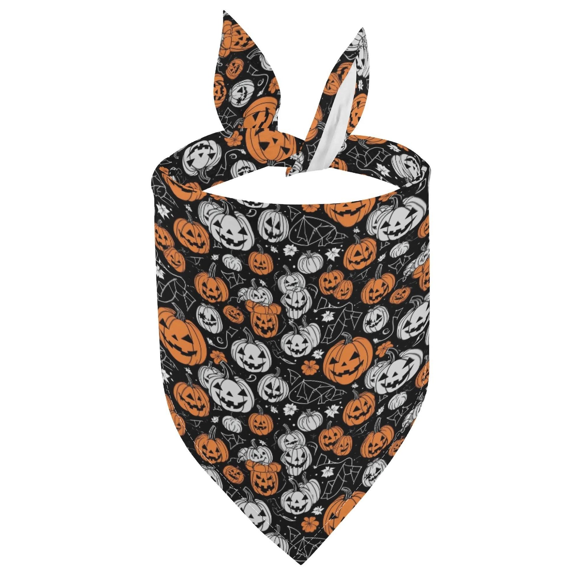 Jack-O-Lanterns Animal Scarf Pet Adjustable Bandanas for Dogs Cats - DeRose Seasonal