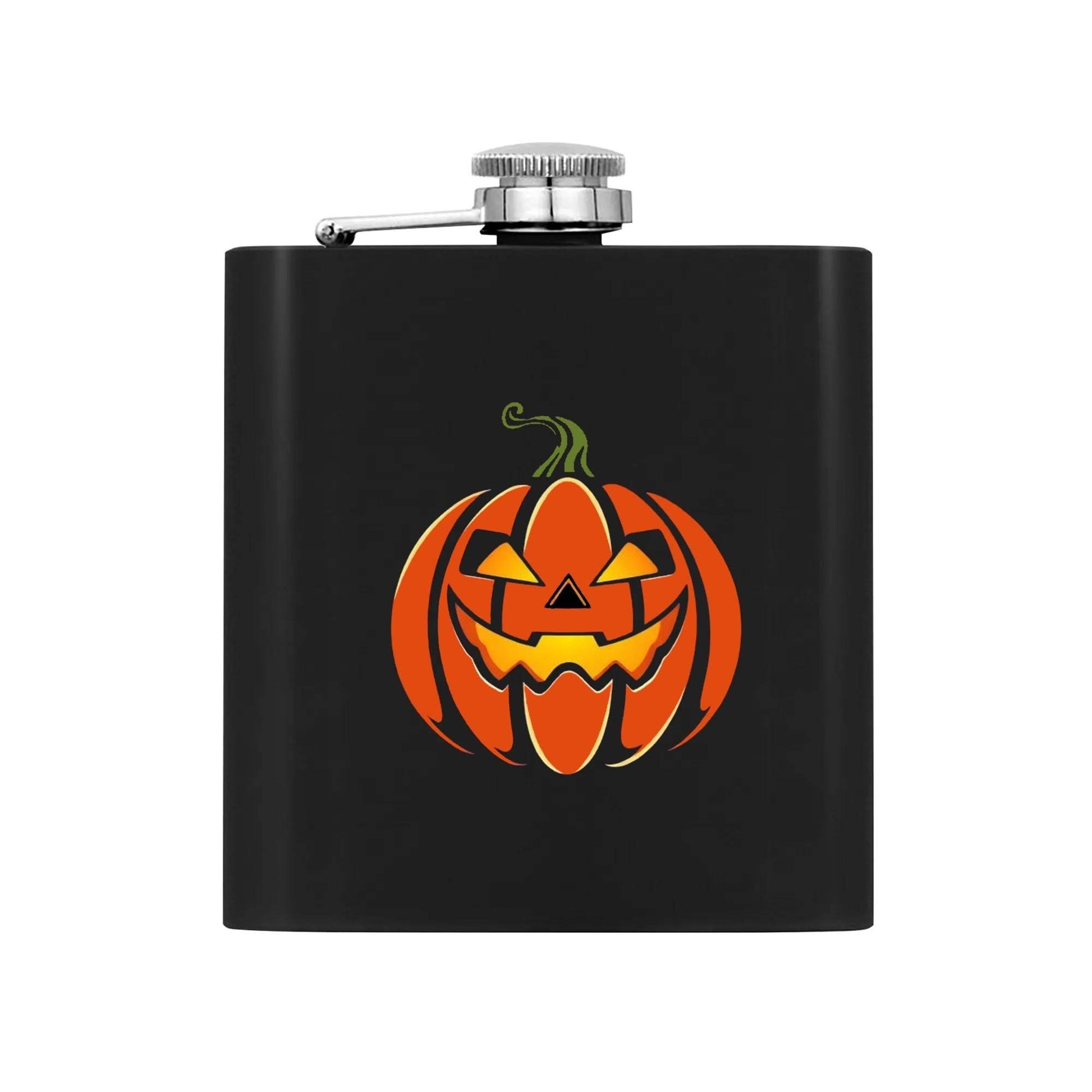 Jack-O-Lantern Flask Set 7oz Black Stainless Steel with A Gift Box - DeRose Seasonal