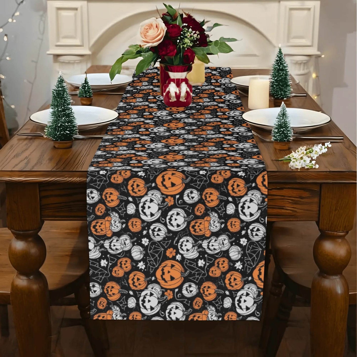 Jack-O-Lantern Polyester Table Runner - DeRose Seasonal