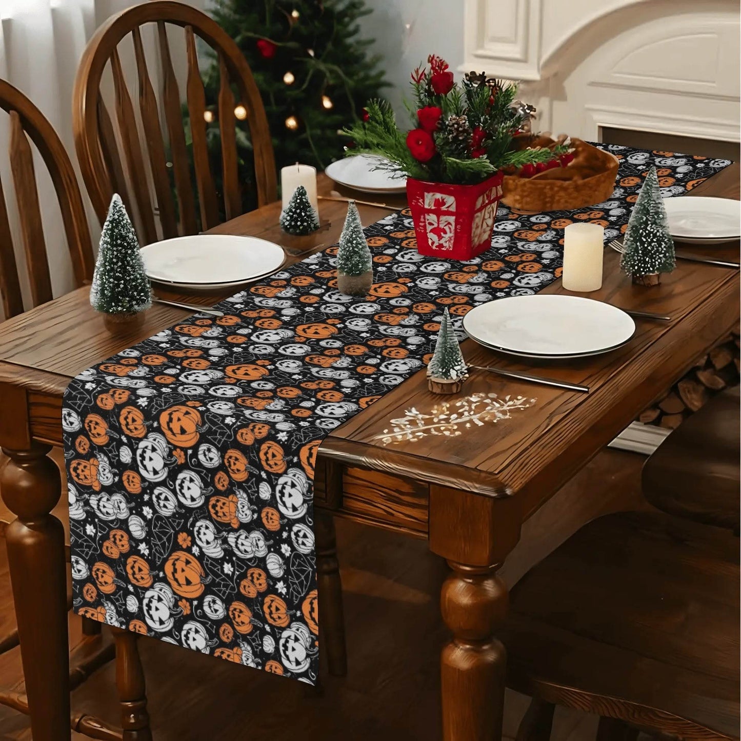 Jack-O-Lantern Polyester Table Runner - DeRose Seasonal