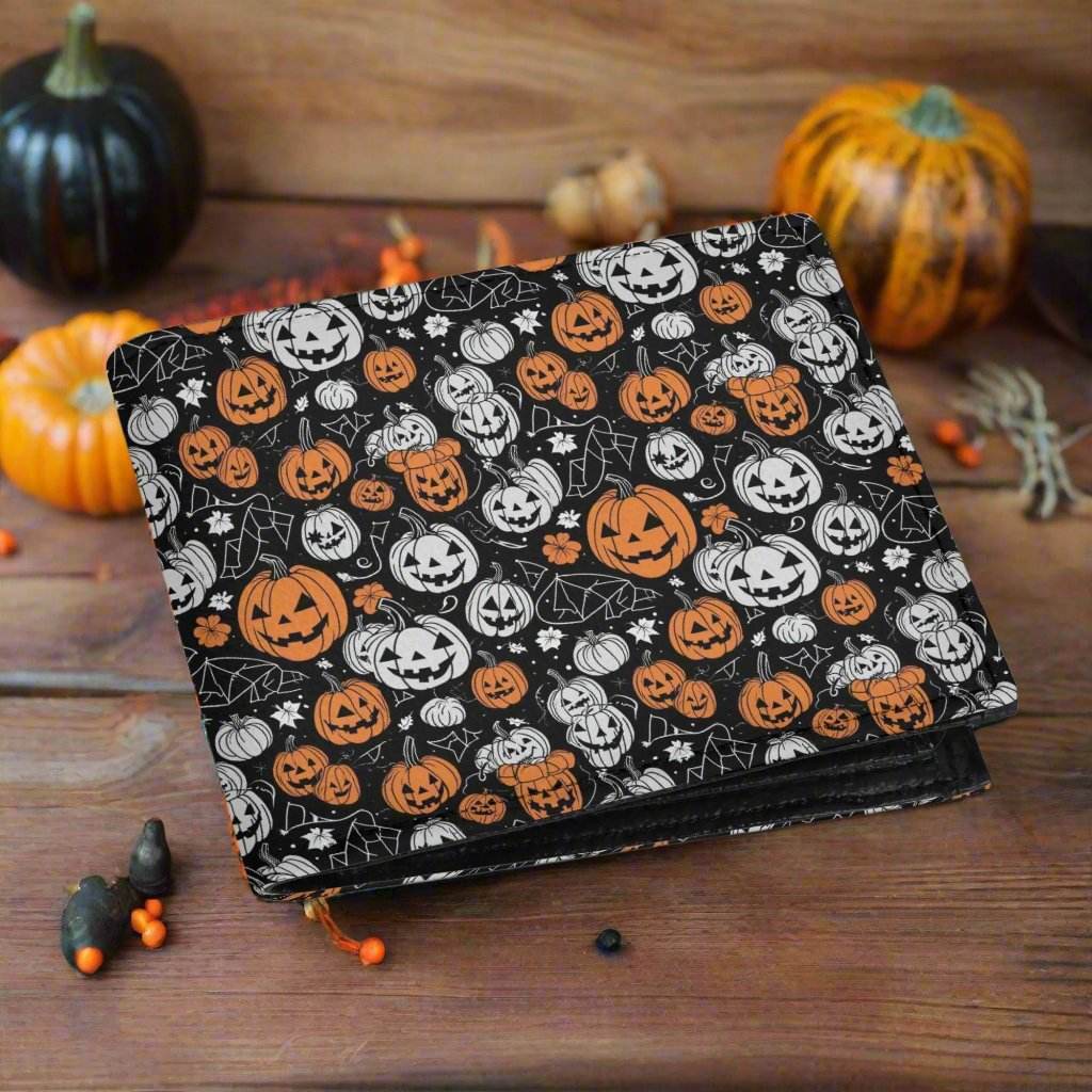 Jack-O-Lantern Men's Minimalist Leather Folded Wallet - DeRose Seasonal