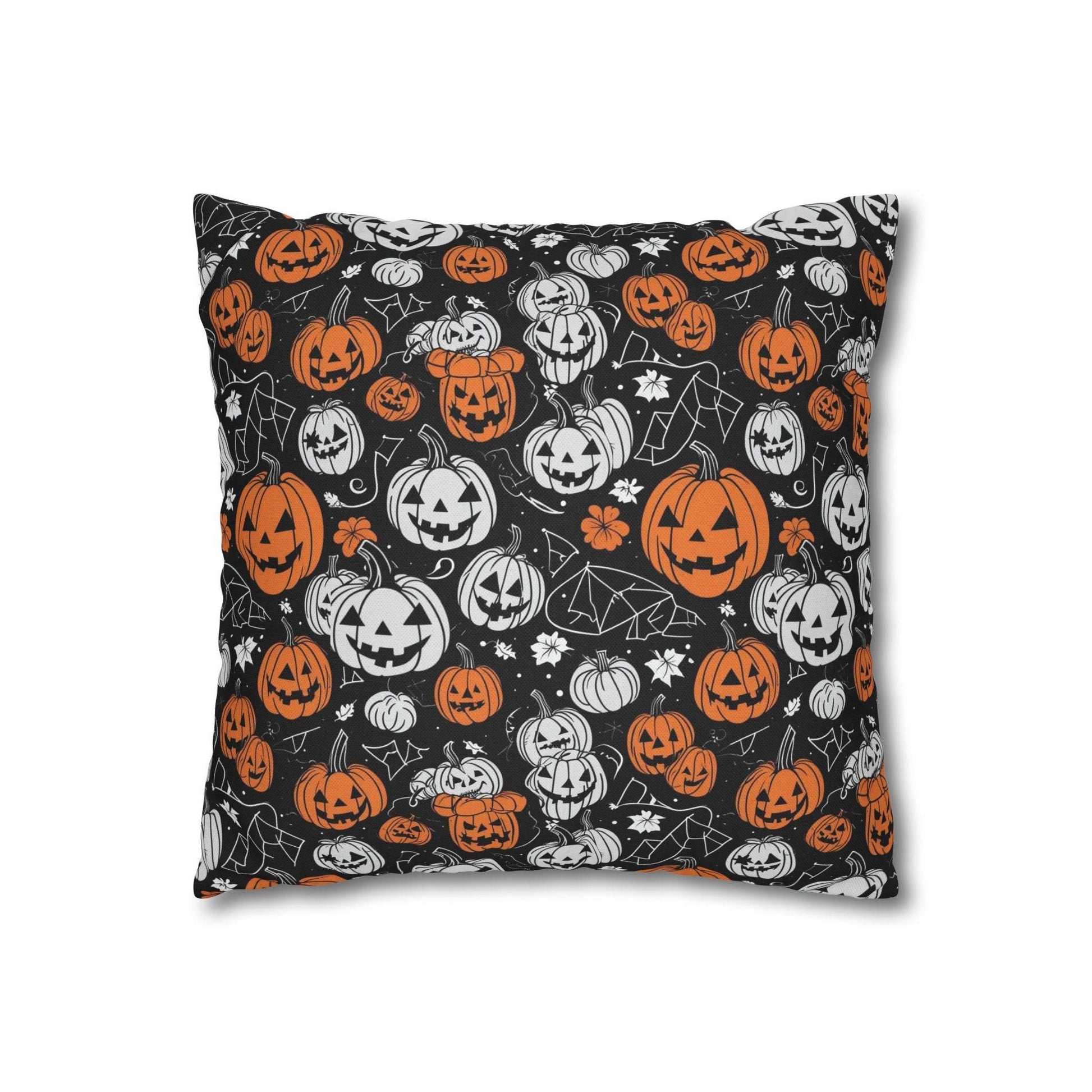 Jack-O-Lantern Spun Polyester Square Pillowcase - DeRose Seasonal