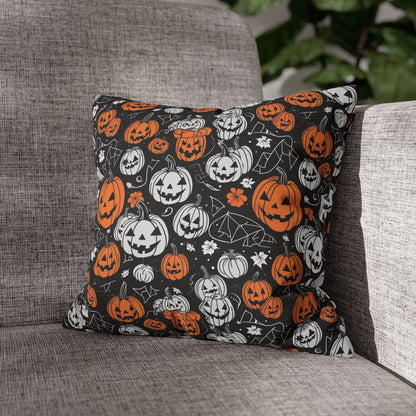 Jack-O-Lantern Spun Polyester Square Pillowcase - DeRose Seasonal