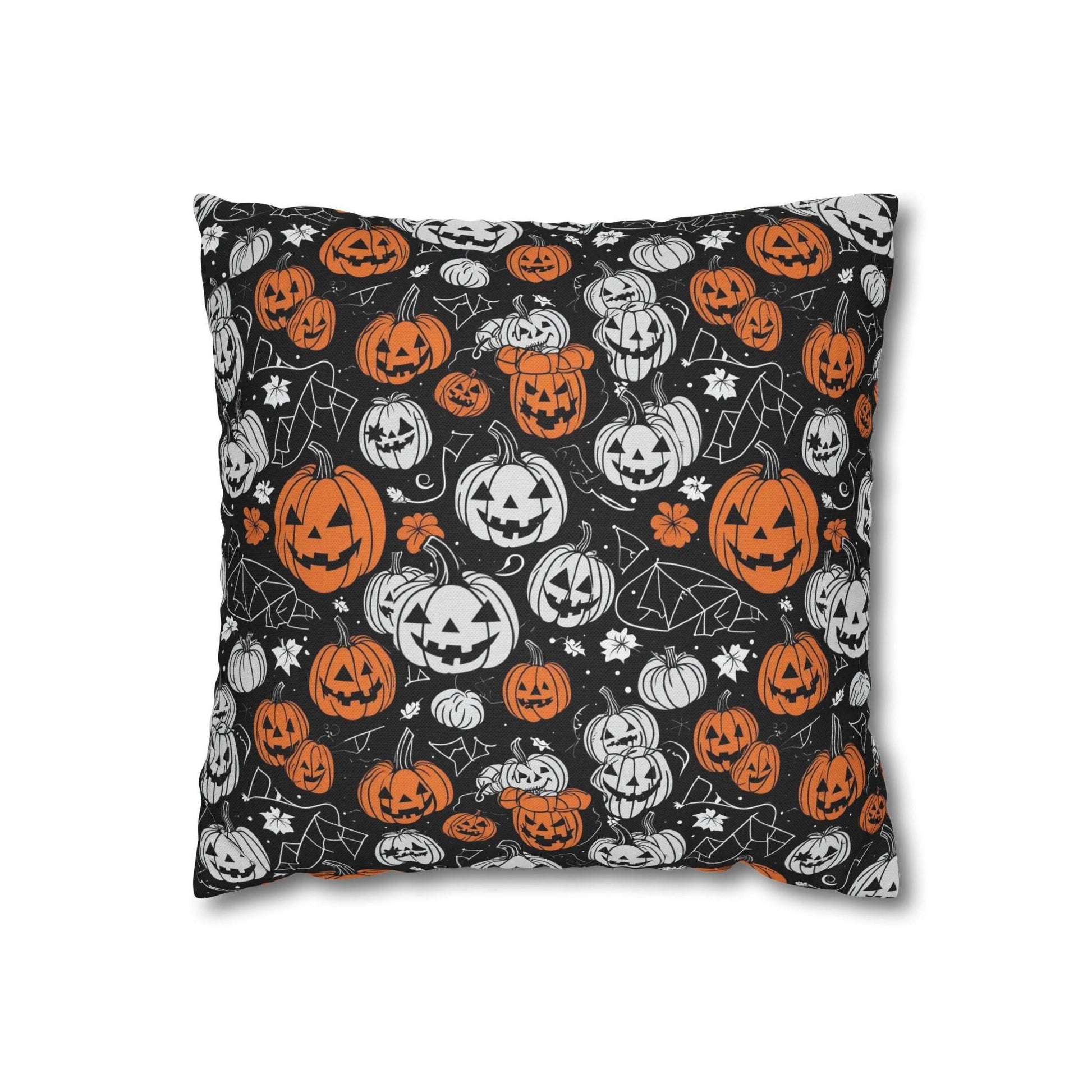 Jack-O-Lantern Spun Polyester Square Pillowcase - DeRose Seasonal