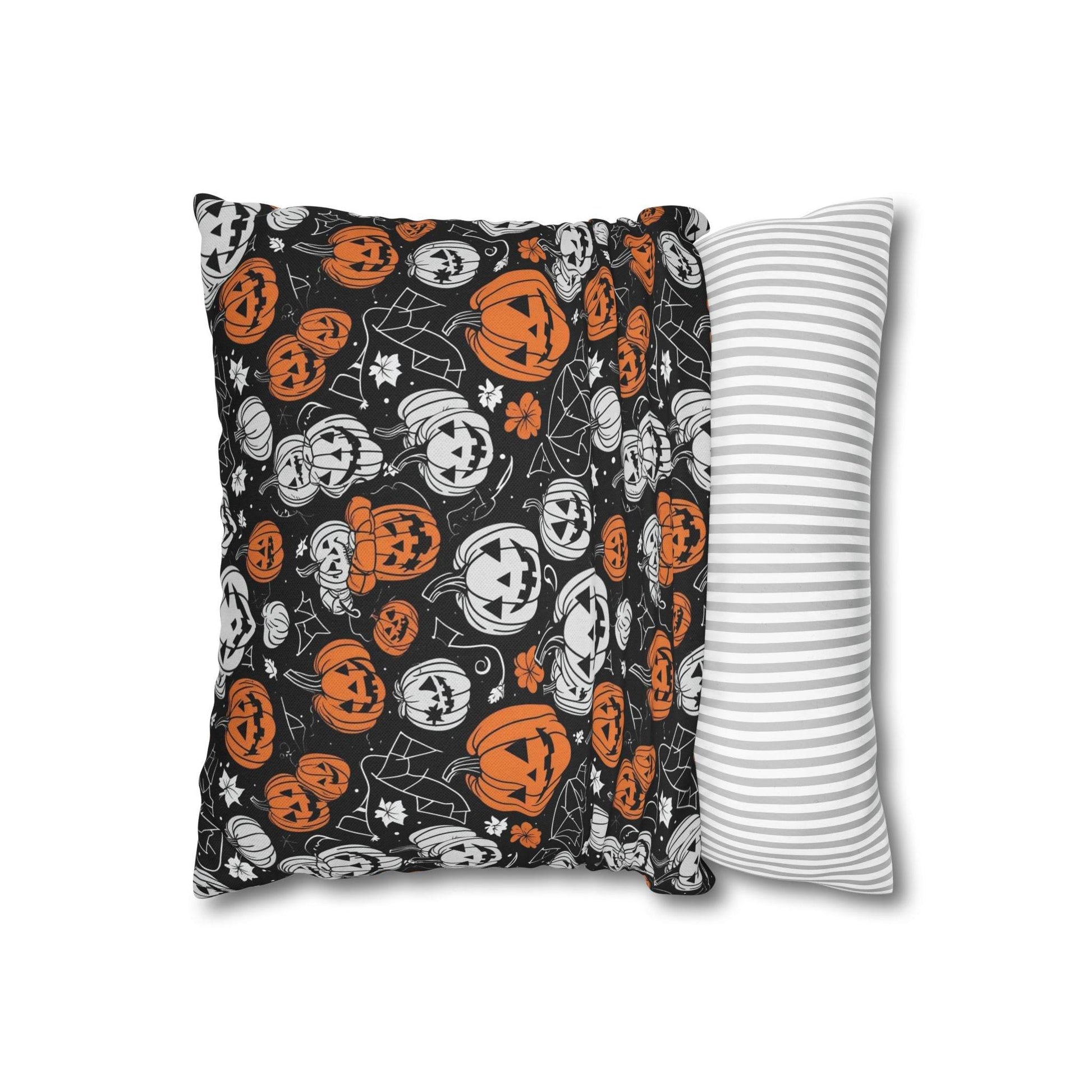 Jack-O-Lantern Spun Polyester Square Pillowcase - DeRose Seasonal