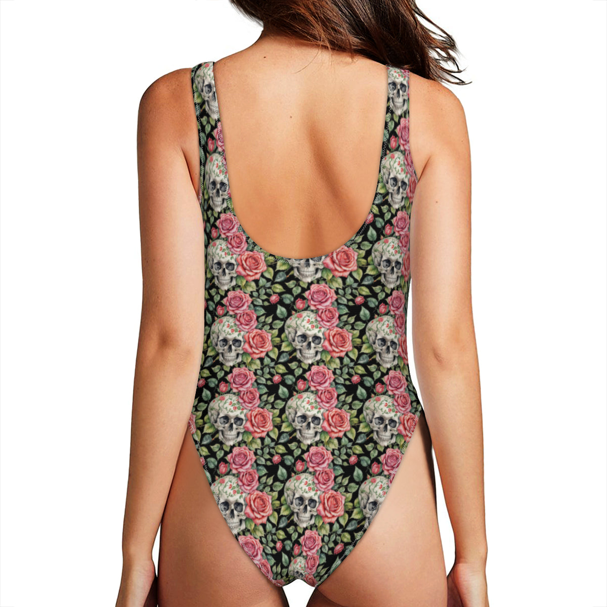 Pink Skulls One-Piece Swimsuits Polyester and Spandex - DeRose Seasonal