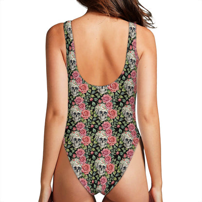 Pink Skulls One-Piece Swimsuits Polyester and Spandex - DeRose Seasonal