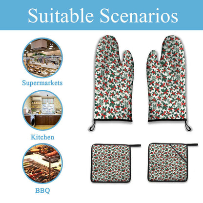 Kitchen insulation four-piece set | Polyester - HollyBow1-1 - DeRose Seasonal