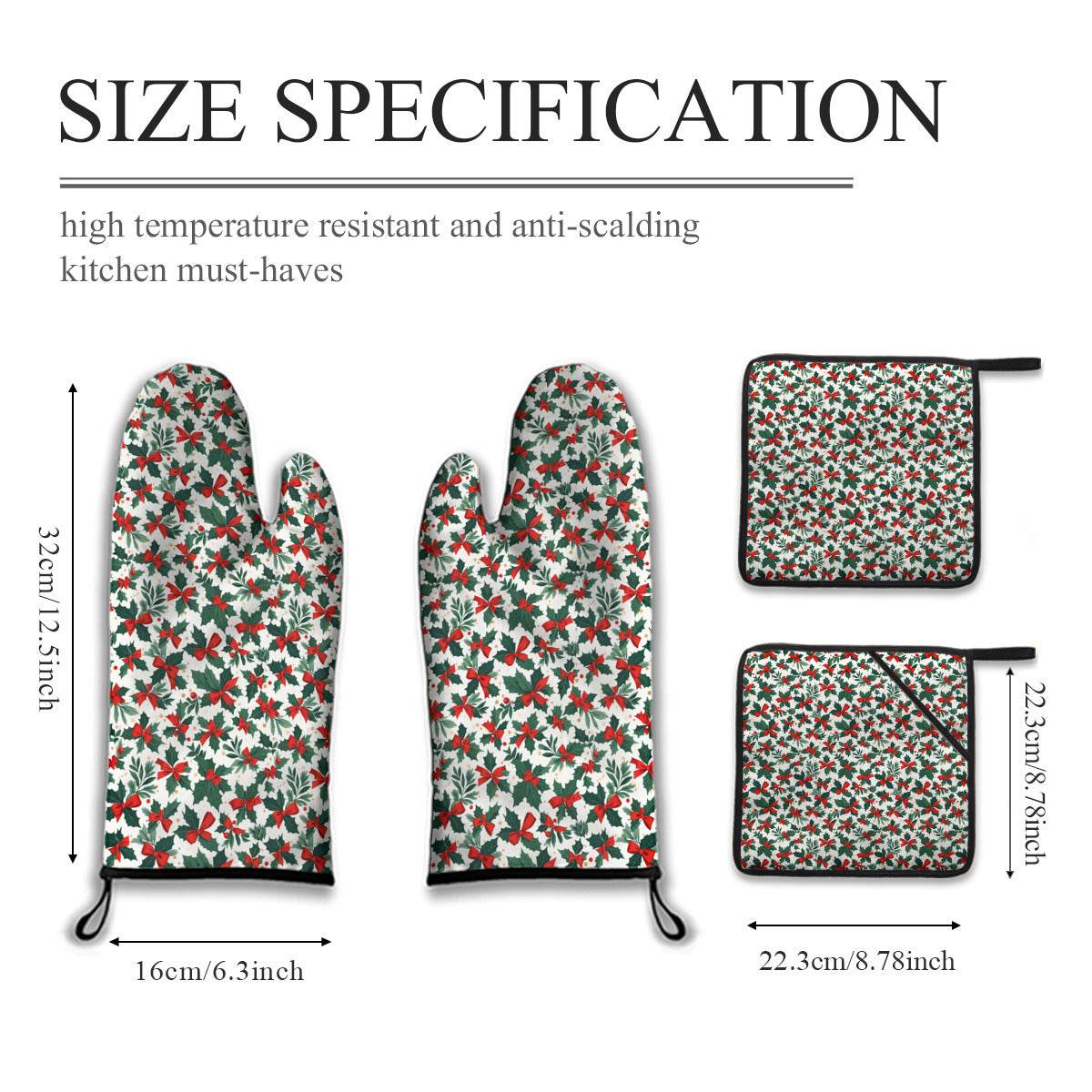 Kitchen insulation four-piece set | Polyester - HollyBow1-1 - DeRose Seasonal