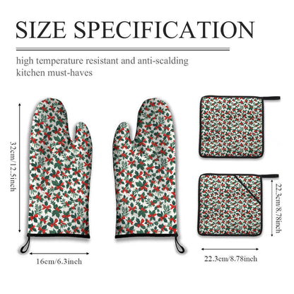 Kitchen insulation four-piece set | Polyester - HollyBow1-1 - DeRose Seasonal