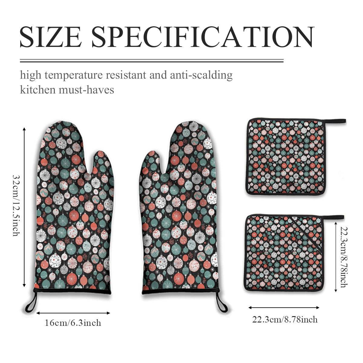 Kitchen insulation four-piece set | Polyester - Ornaments3-1 - DeRose Seasonal