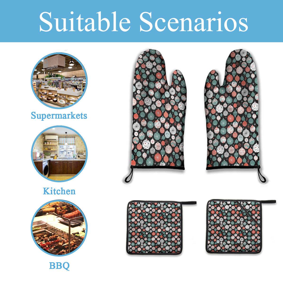 Kitchen insulation four-piece set | Polyester - Ornaments3-1 - DeRose Seasonal