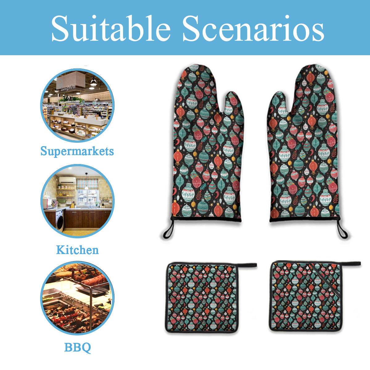 Kitchen insulation four-piece set | Polyester - Ornaments4-1 - DeRose Seasonal