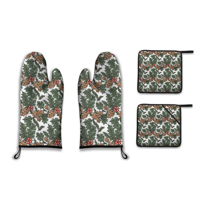 Kitchen insulation four-piece set | Polyester - pineHolly2-1 - DeRose Seasonal