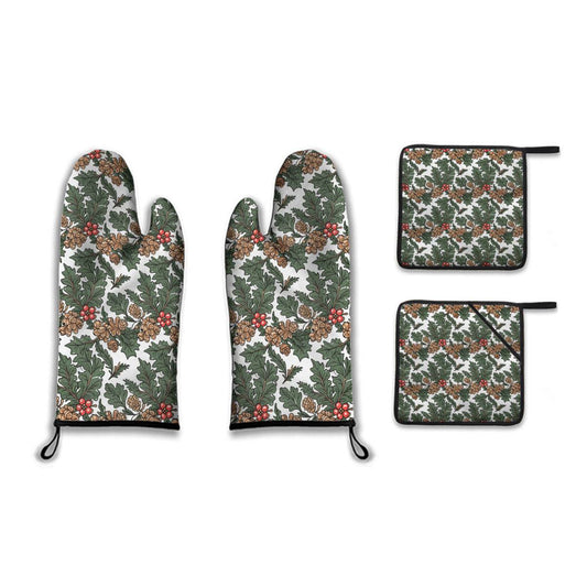 Kitchen insulation four-piece set | Polyester - pineHolly2-1 - DeRose Seasonal
