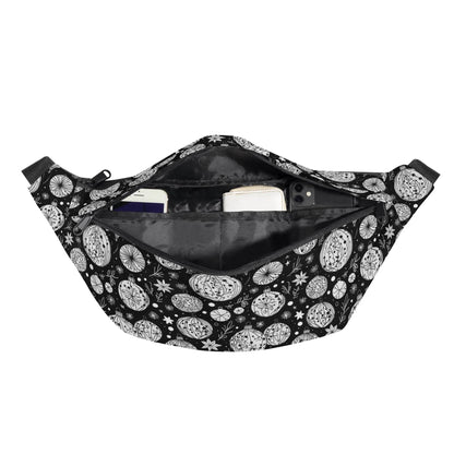 Large Black and White Ornament Fanny Pack - DeRose Seasonal