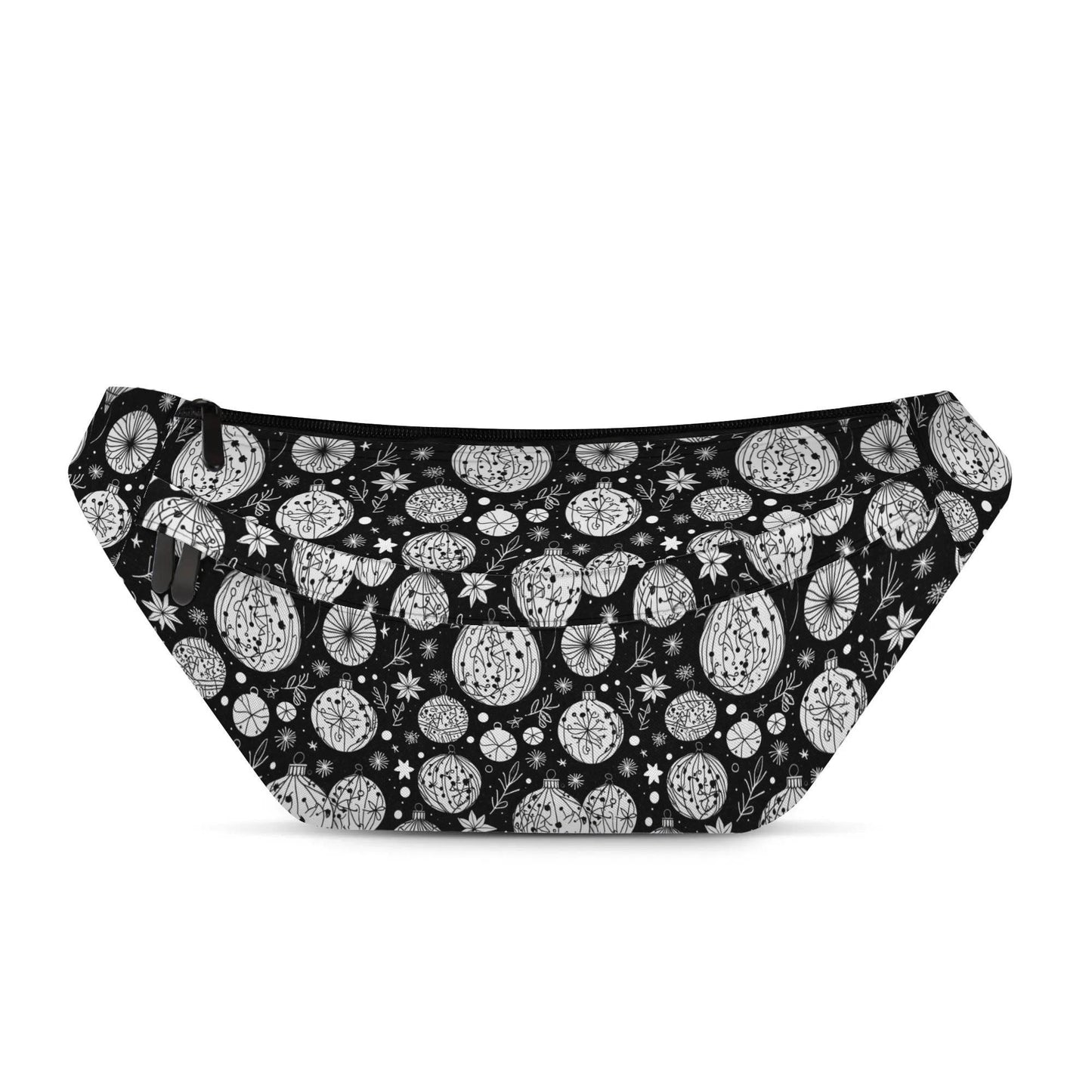 Large Black and White Ornament Fanny Pack - DeRose Seasonal