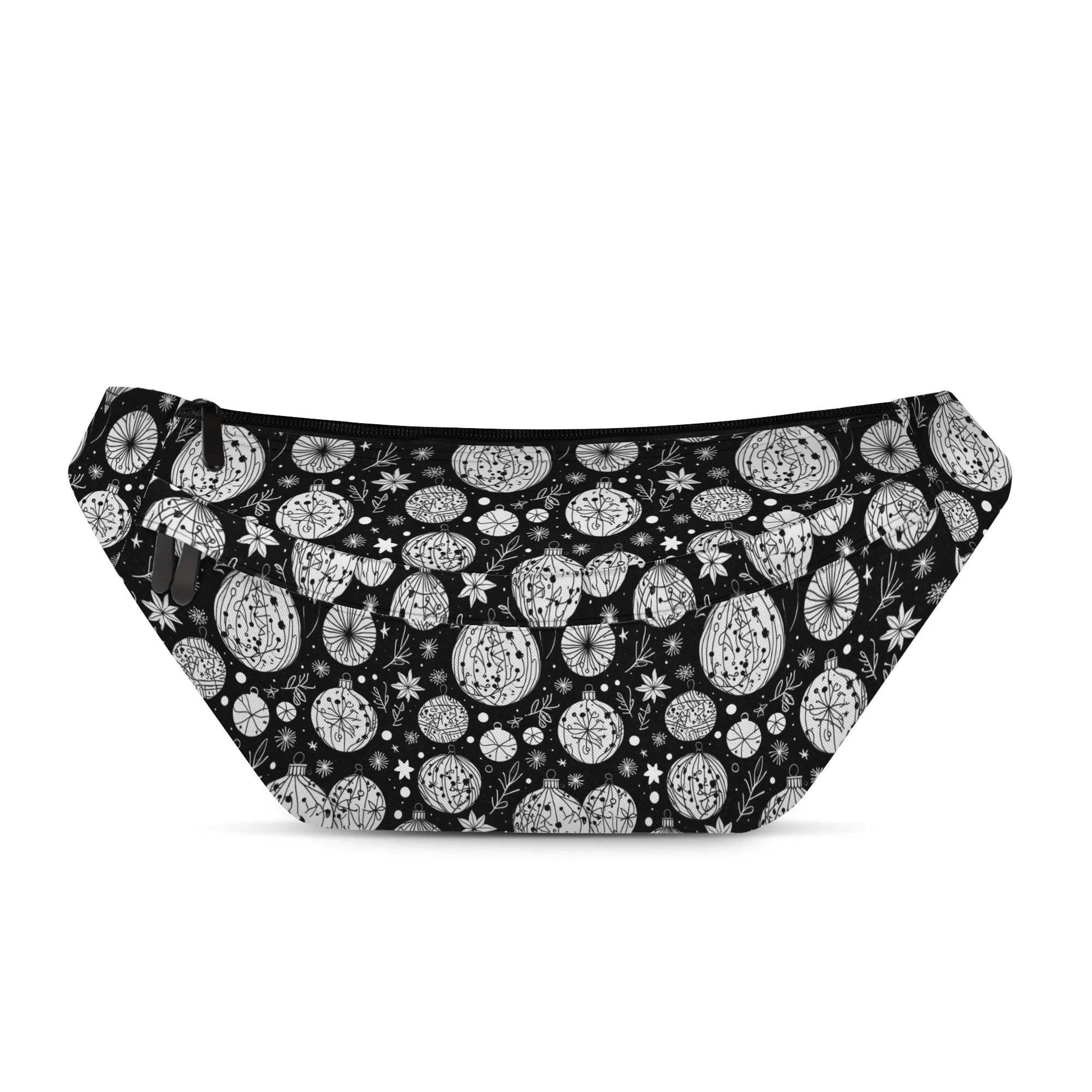 Large Black and White Ornament Fanny Pack - DeRose Seasonal