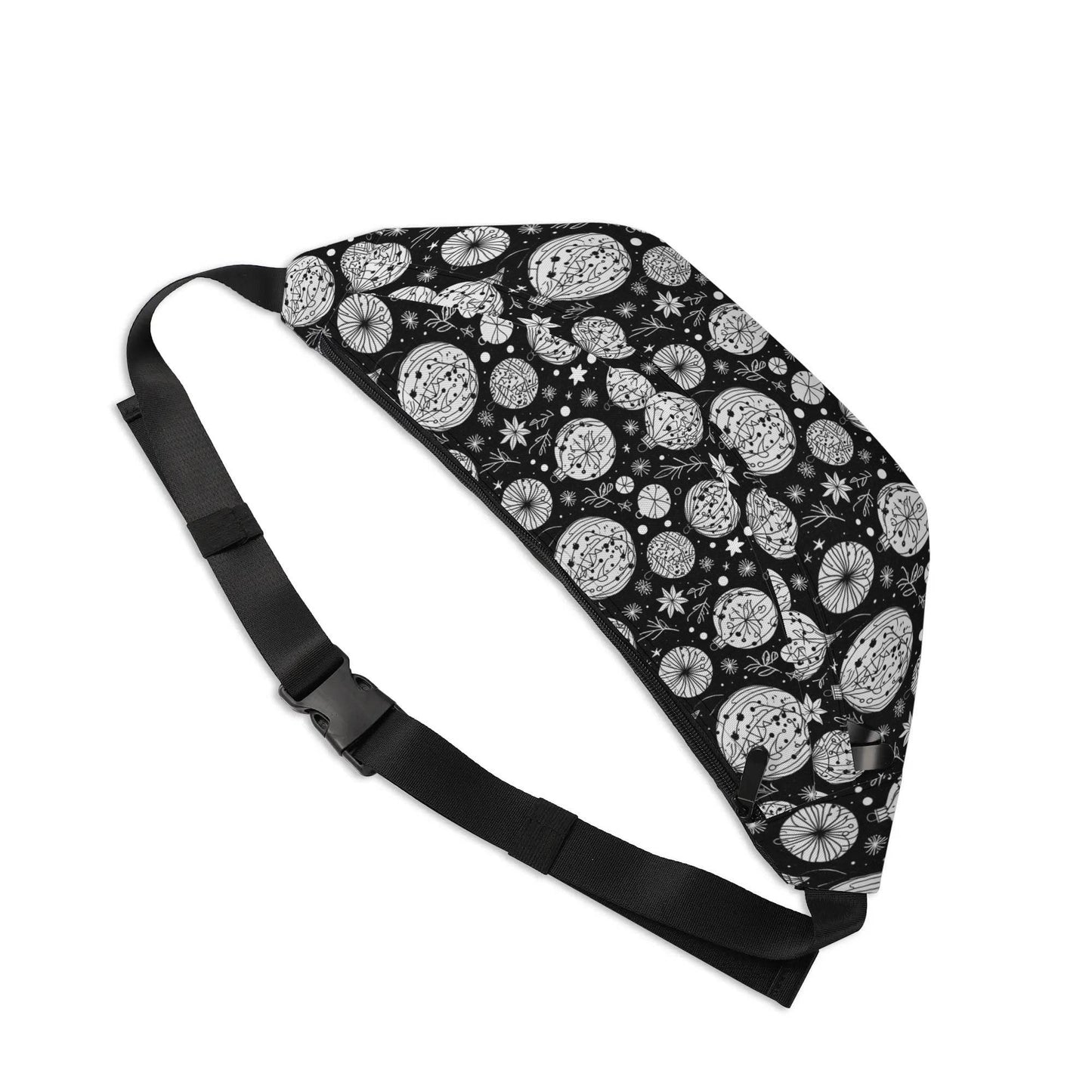 Large Black and White Ornament Fanny Pack - DeRose Seasonal