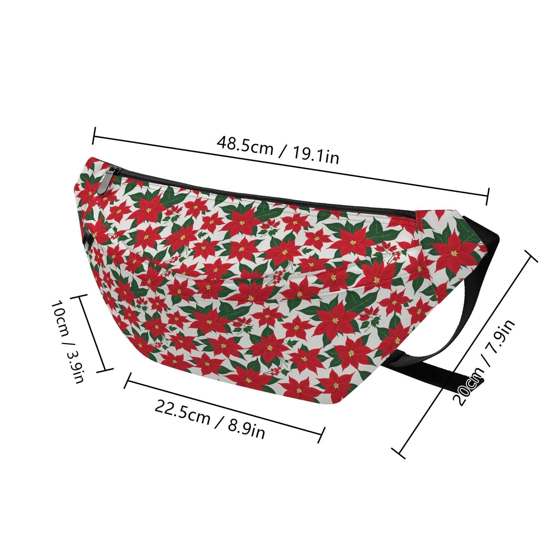 Large Poinsettia Floral Fanny Pack - DeRose Seasonal