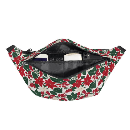 Large Red and White poinsettia Fanny Pack - DeRose Seasonal