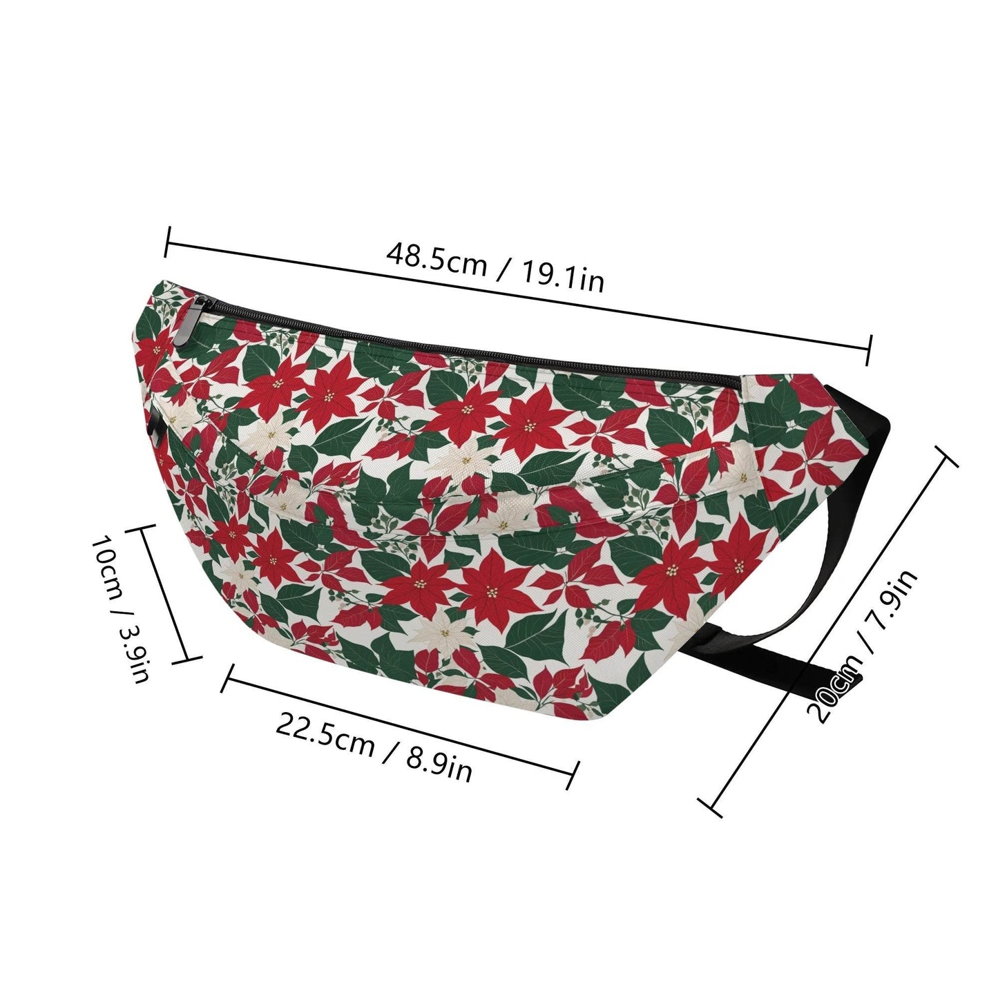Large Red and White poinsettia Fanny Pack - DeRose Seasonal
