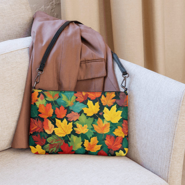 Colorful Leaves Polyester faux Leather Crossbody Purse - DeRose Seasonal
