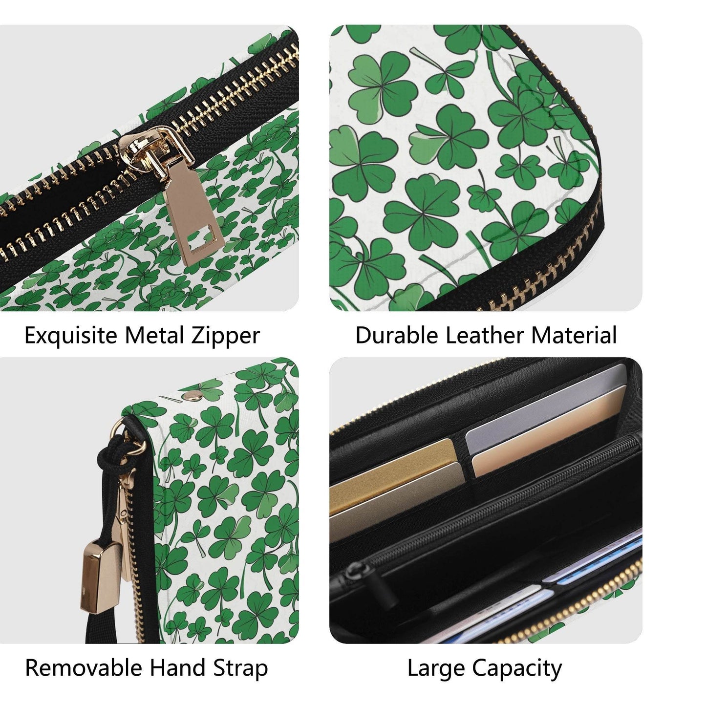 Little Clover Leather Zipper Women's Wristlet Wallet - DeRose Seasonal