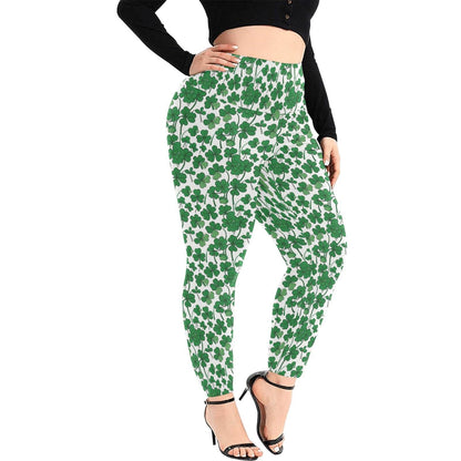 Little Clovers Women's Plus Size High Waited Leggings Women's High Waist Leggings(Plus Size)(ModelL45) - DeRose Seasonal