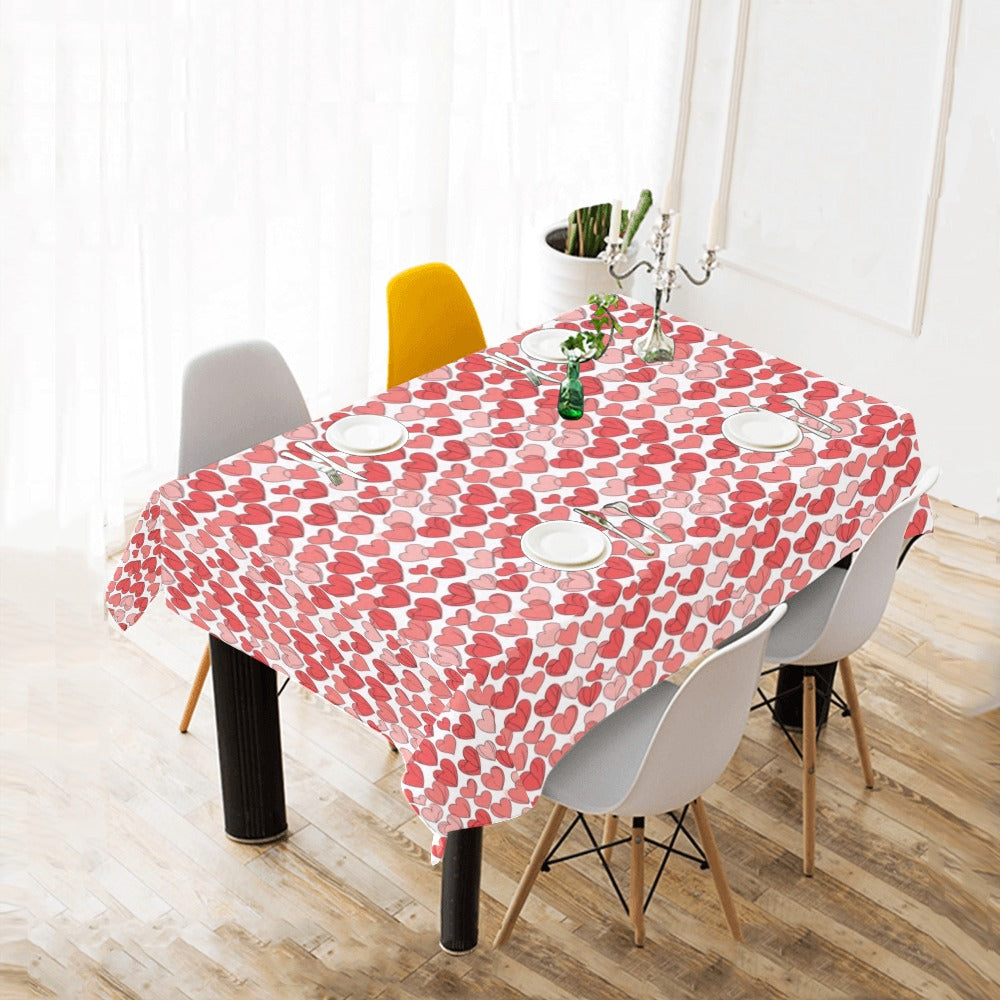 Little Hearts Polyester Tablecloth Polyester Tablecloth 70"x 52" DeRose Seasonal