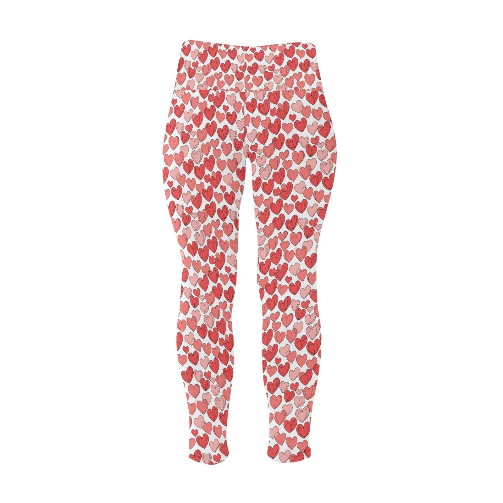 Little Hearts Women's Plus Size High Waited Leggings Women's High Waist Leggings(Plus Size)(ModelL45) - DeRose Seasonal