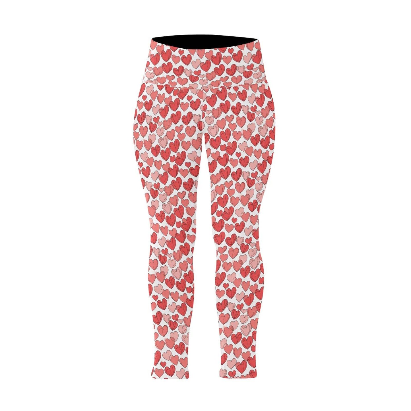 Little Hearts Women's Plus Size High Waited Leggings Women's High Waist Leggings(Plus Size)(ModelL45) - DeRose Seasonal