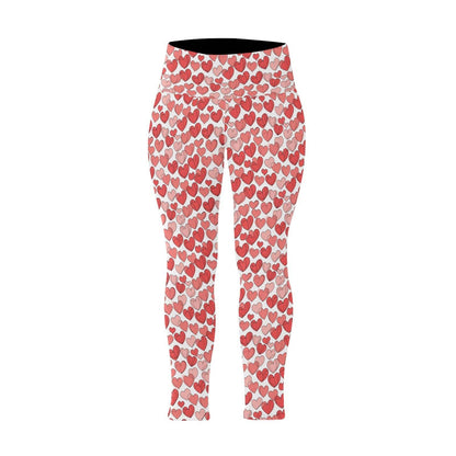Little Hearts Women's Plus Size High Waited Leggings Women's High Waist Leggings(Plus Size)(ModelL45) - DeRose Seasonal