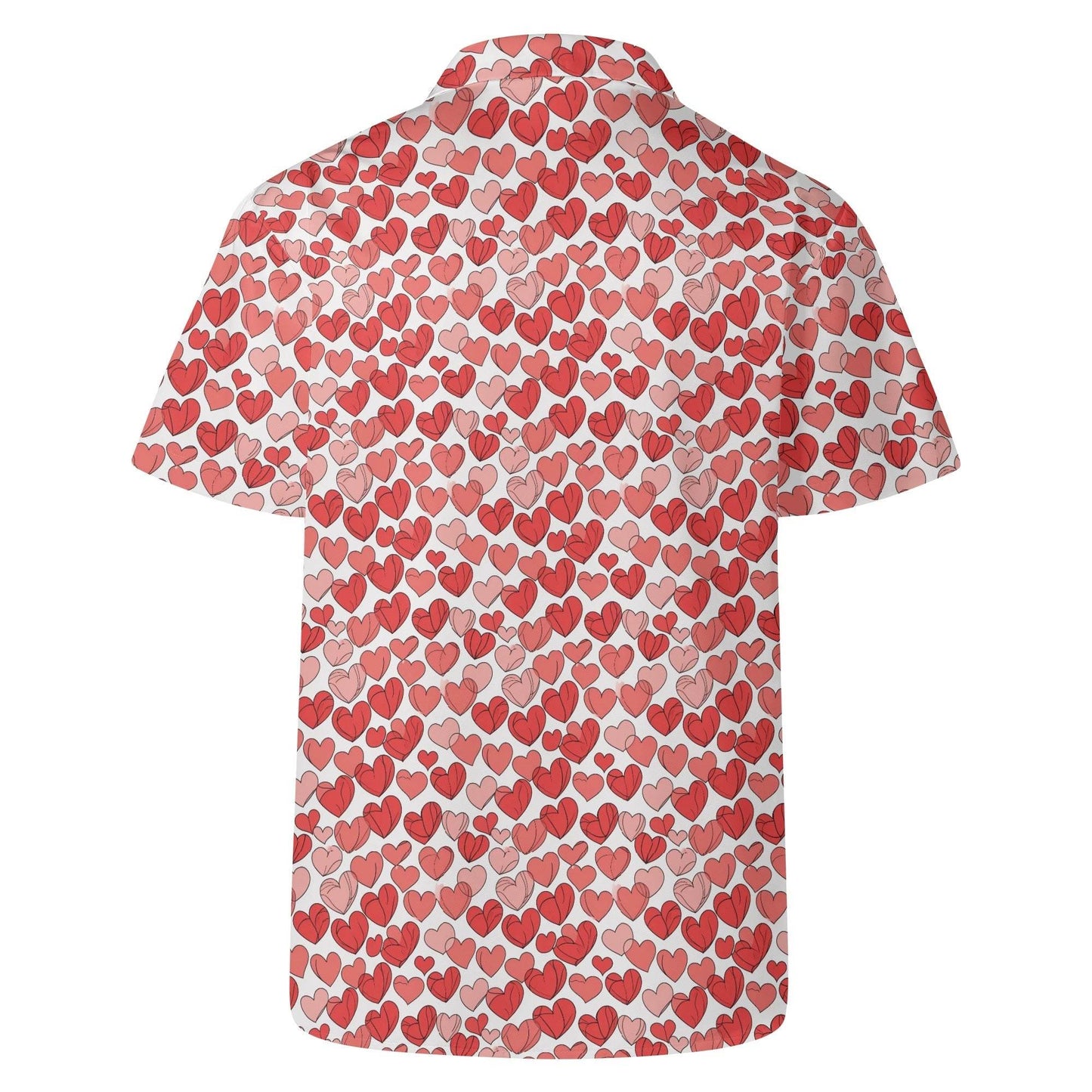 Little Red Hearts Men's Casual Hawaiian Shirt - DeRose Seasonal