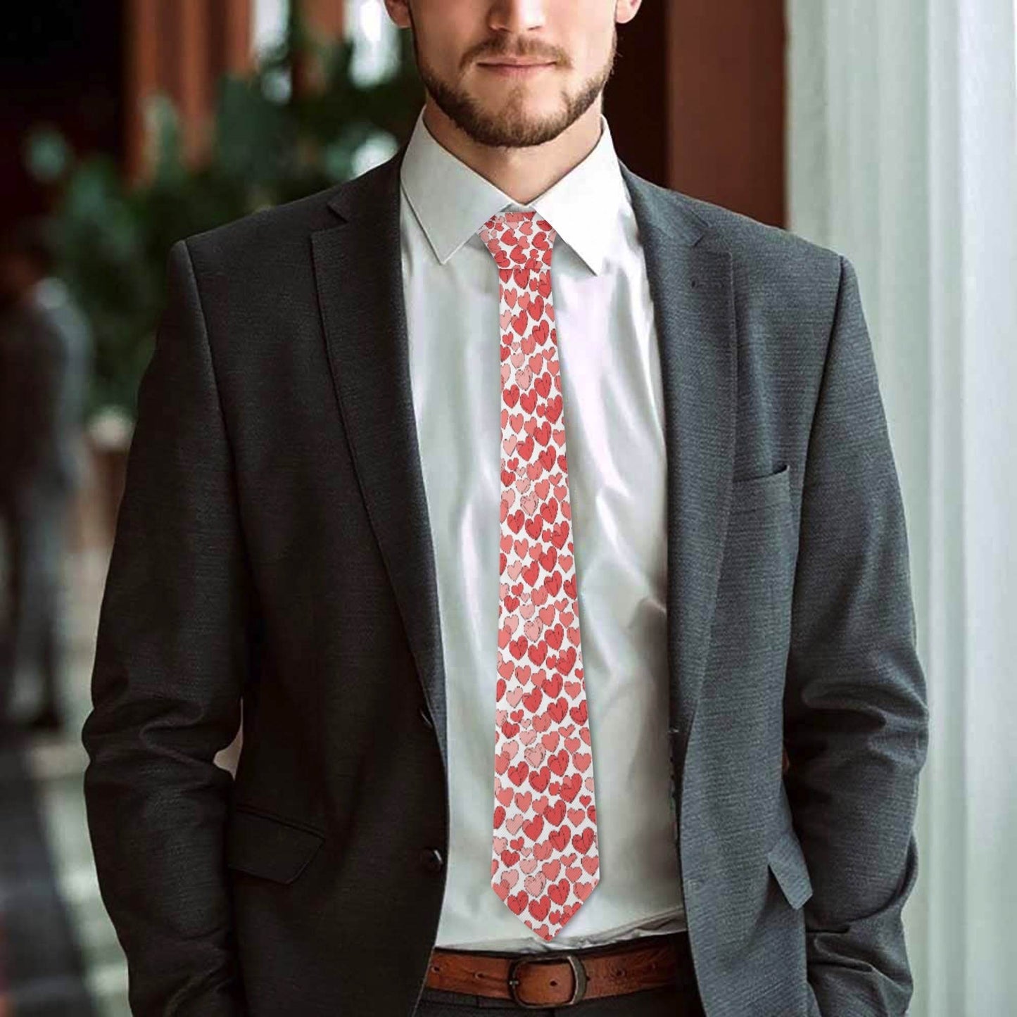 Little Red Hearts Men's Necktie - DeRose Seasonal