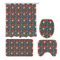 Deathcap Mushrooms Bathroom Four-Piece Set(Shower Curtain + Toilet Cover Mat + Toilet Foot Mat + Floor Mat)| Polyester - DeRose Seasonal