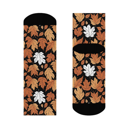 Maple Leaves Polyester Fall Time Crew Socks - DeRose Seasonal