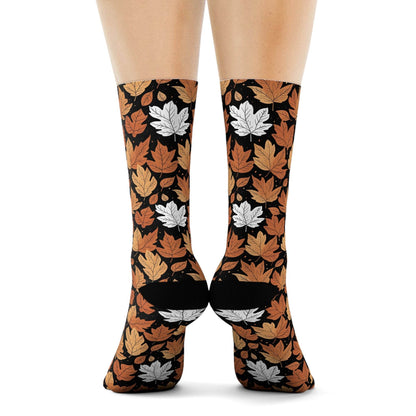 Maple Leaves Polyester Fall Time Crew Socks - DeRose Seasonal