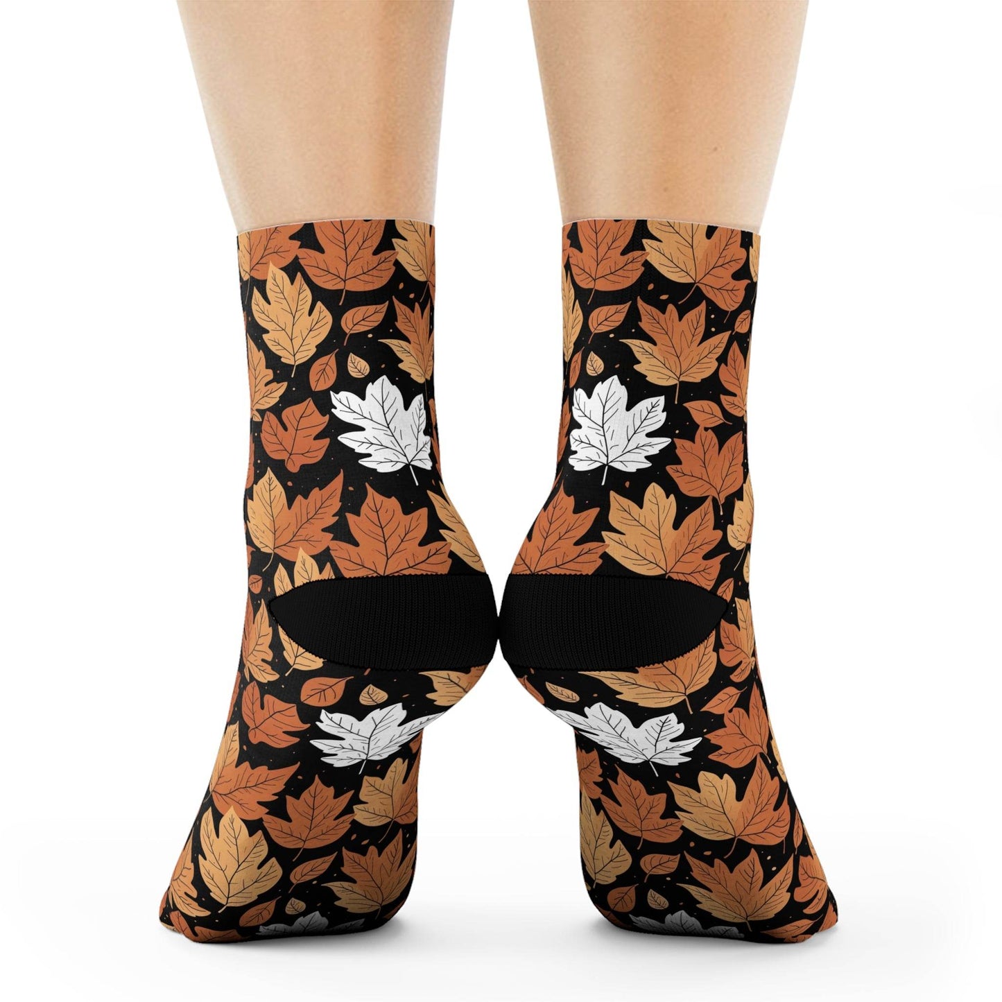 Maple Leaves Polyester Fall Time Crew Socks - DeRose Seasonal