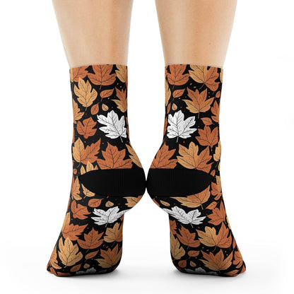 Maple Leaves Polyester Fall Time Crew Socks - DeRose Seasonal
