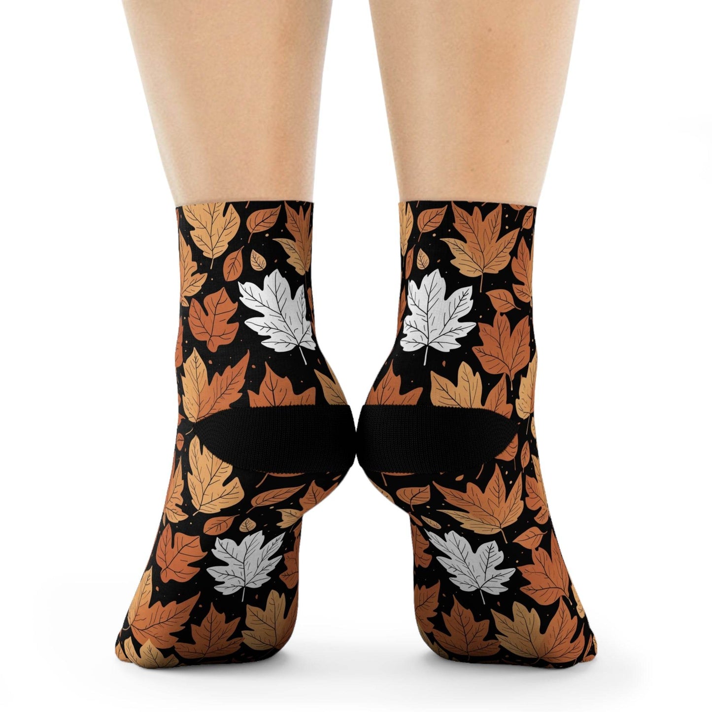 Maple Leaves Polyester Fall Time Crew Socks - DeRose Seasonal